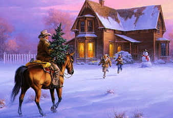Celebrate Christmas the Cowboy Way Wallpaper