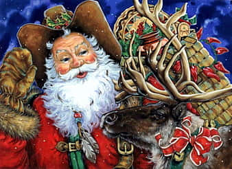 Enjoy the Spirit of Cowboy Christmas Wallpaper