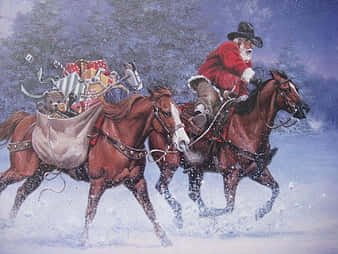 Feiernsie Cowboy-weihnachten Im Stil Wallpaper