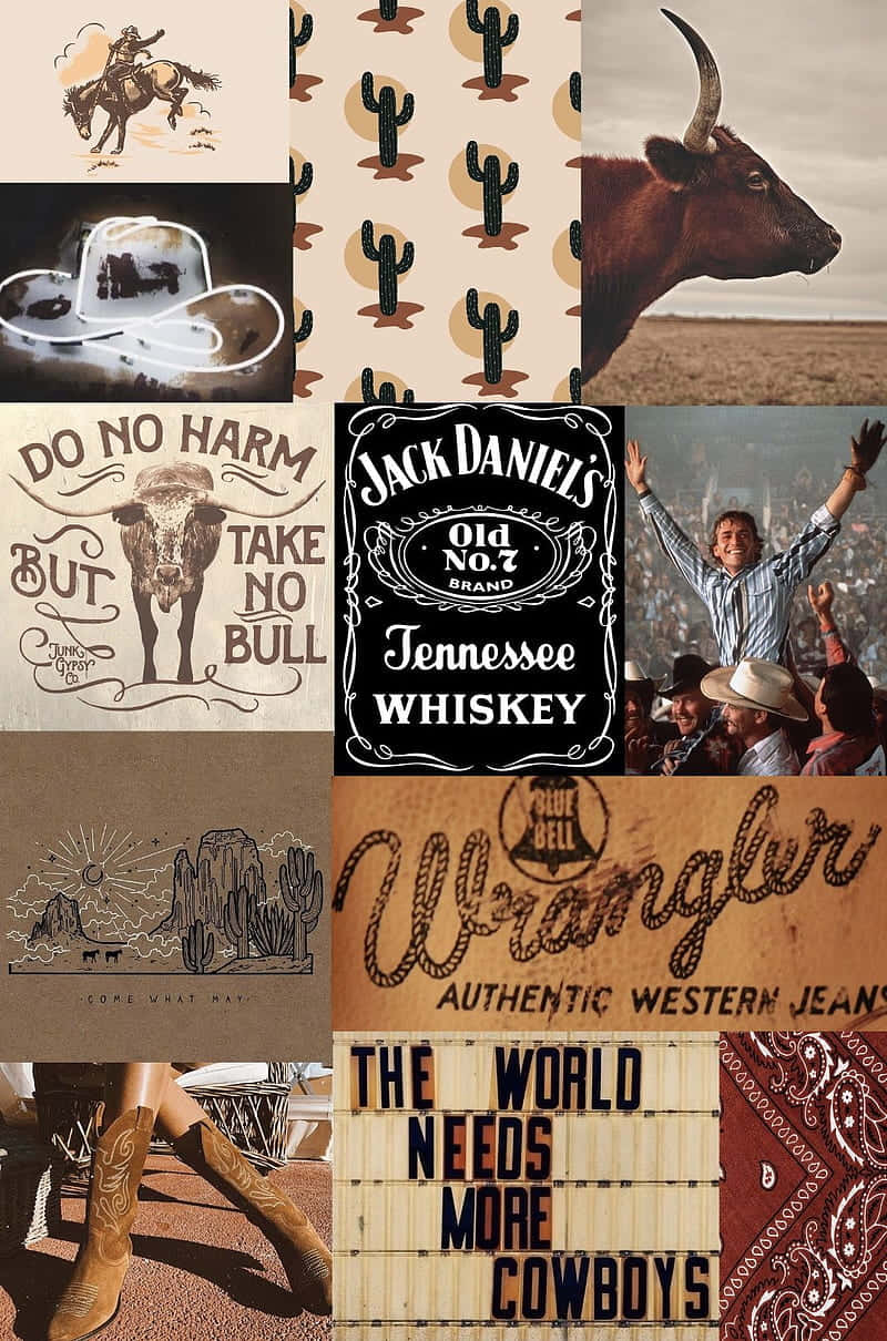 Cowboy Culture Collage Wallpaper