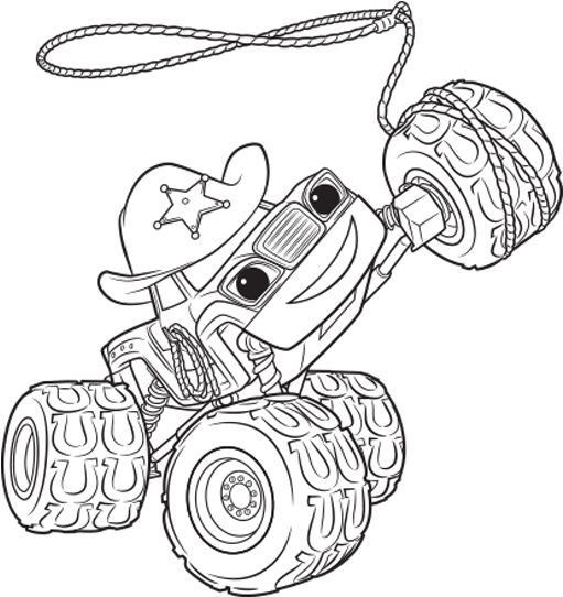 Cowboy Hat Monster Truck Coloring Page PNG