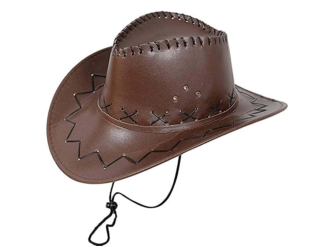 A Brown Cowboy Hat With A Strap