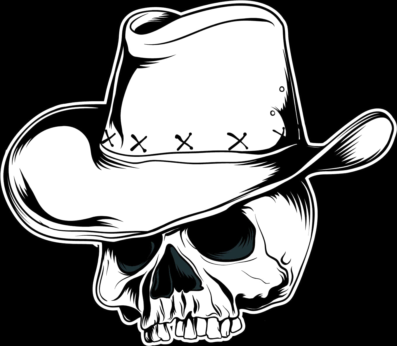 Cowboy Hat Skull Graphic PNG