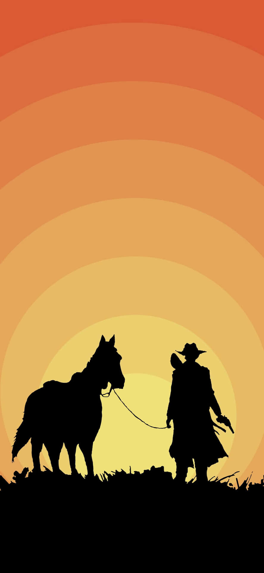Silhuet Cowboy iPhone Digital Art abstrakt Tapet. Wallpaper