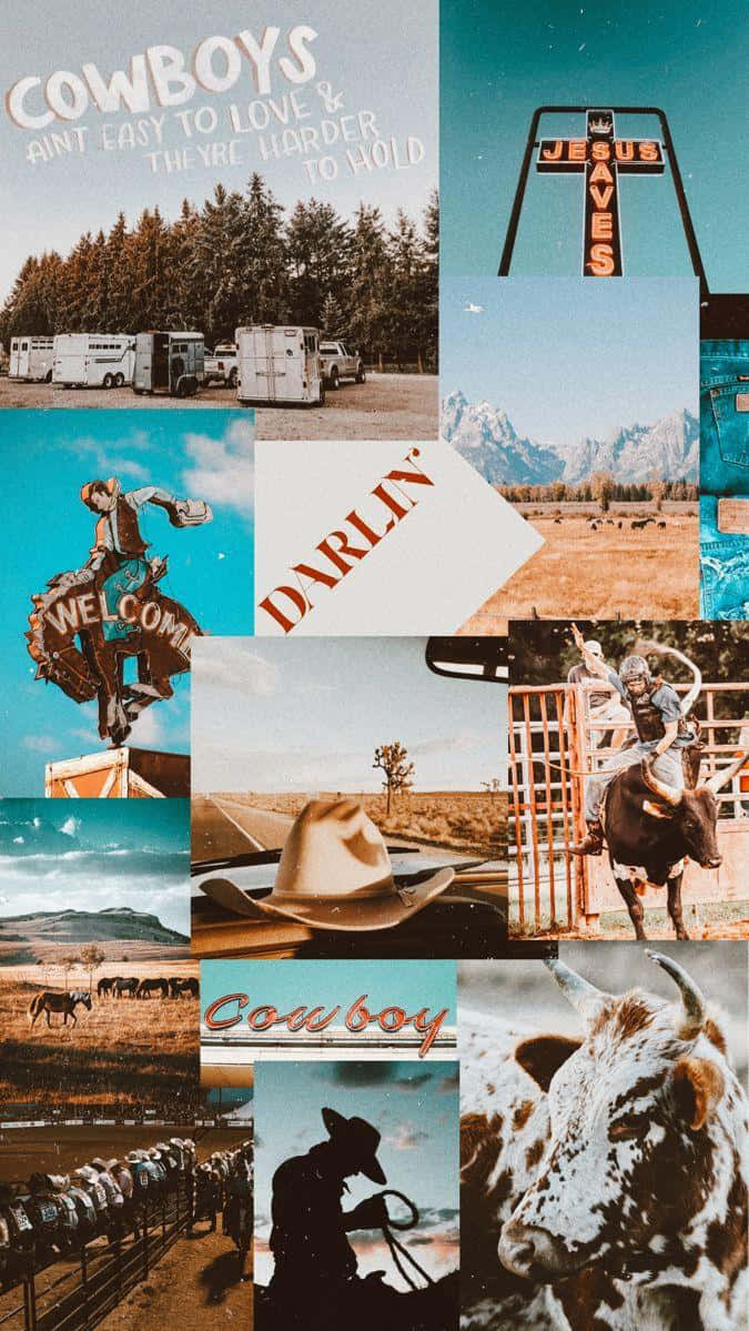 Cowboy Lifestyle Collage Wallpaper