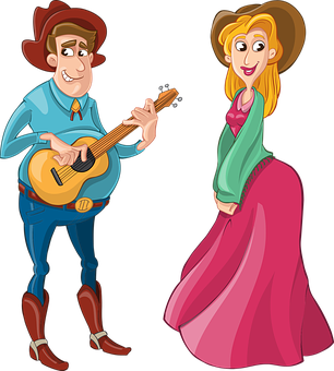 Cowboy Serenade Cartoon PNG