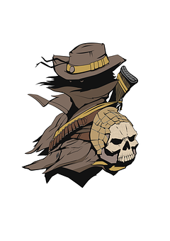 Cowboy Skullwith Hatand Bandana PNG