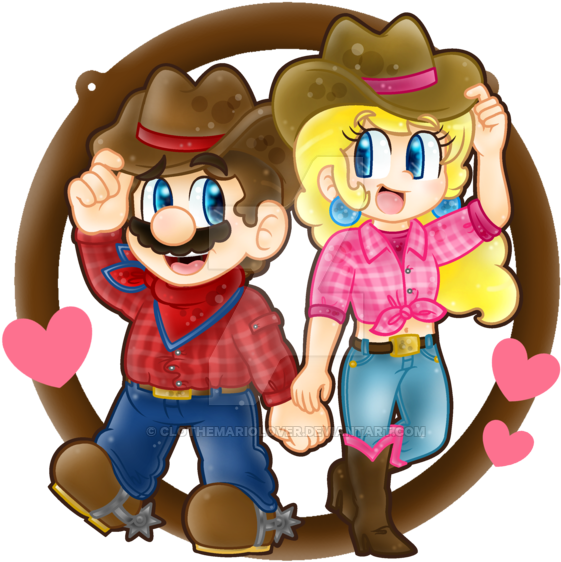 Cowboy Themed Marioand Peach PNG