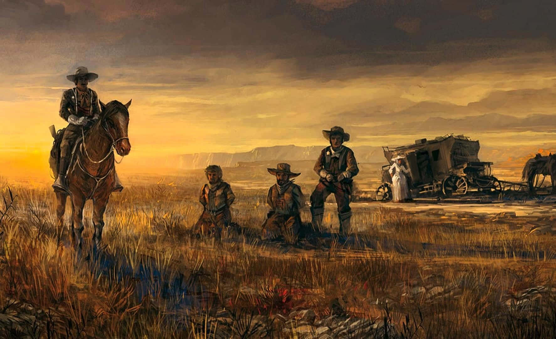 Cowboys riding into the sunset