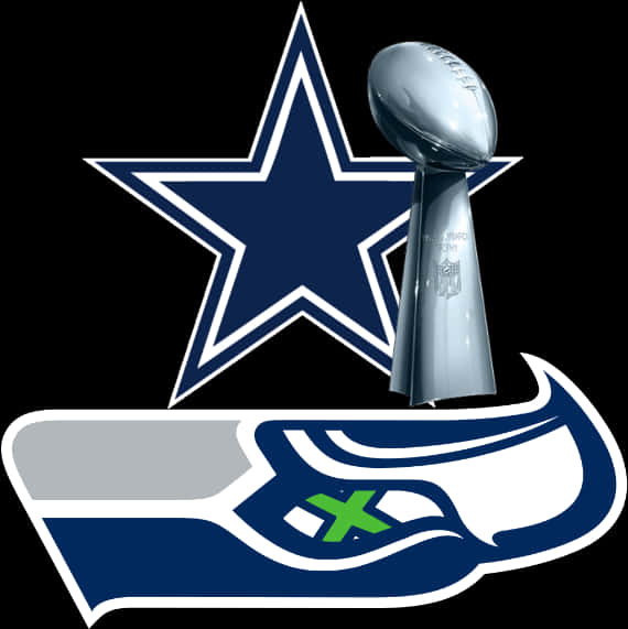 Cowboys Starand Seahawks Logowith Trophy PNG