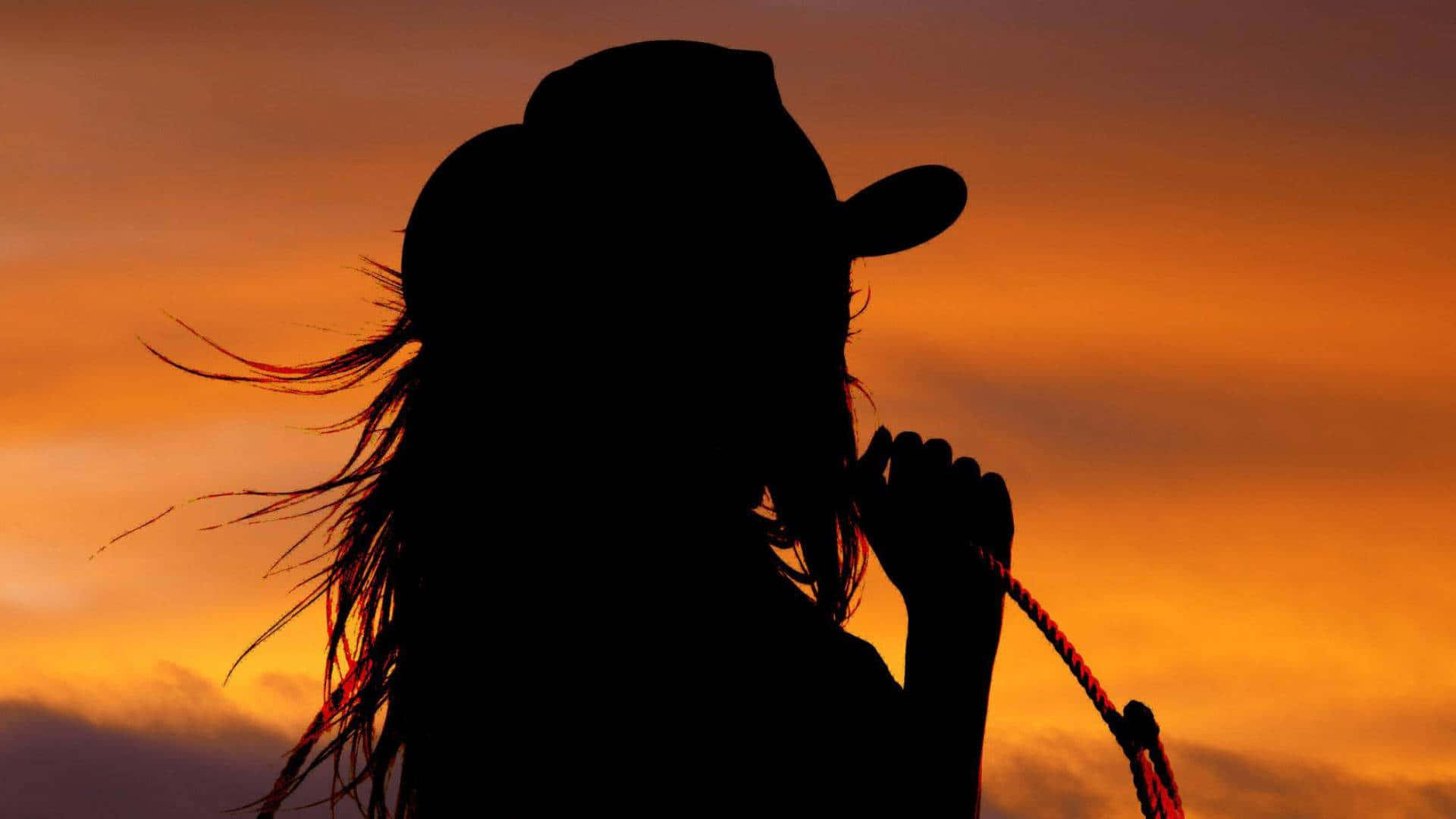 Cowgirl Aesthetic Black Shadowy Silhouette Wallpaper