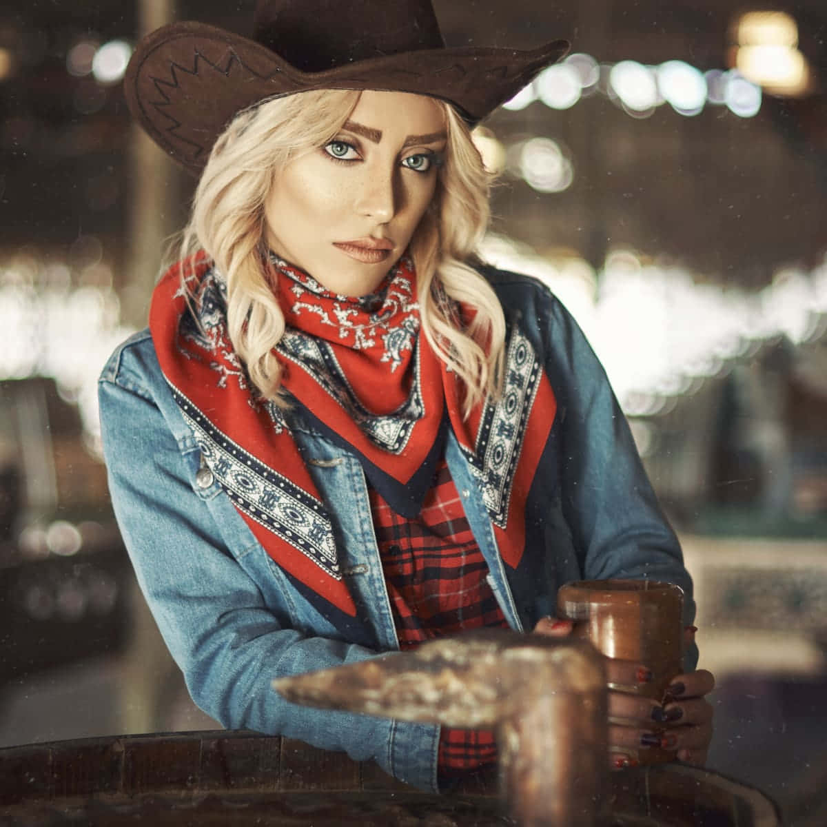 Cowgirl Aesthetic Blonde Model Wallpaper