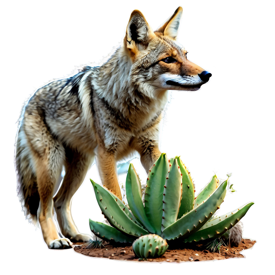 Coyote With Cactus Png Ekh PNG