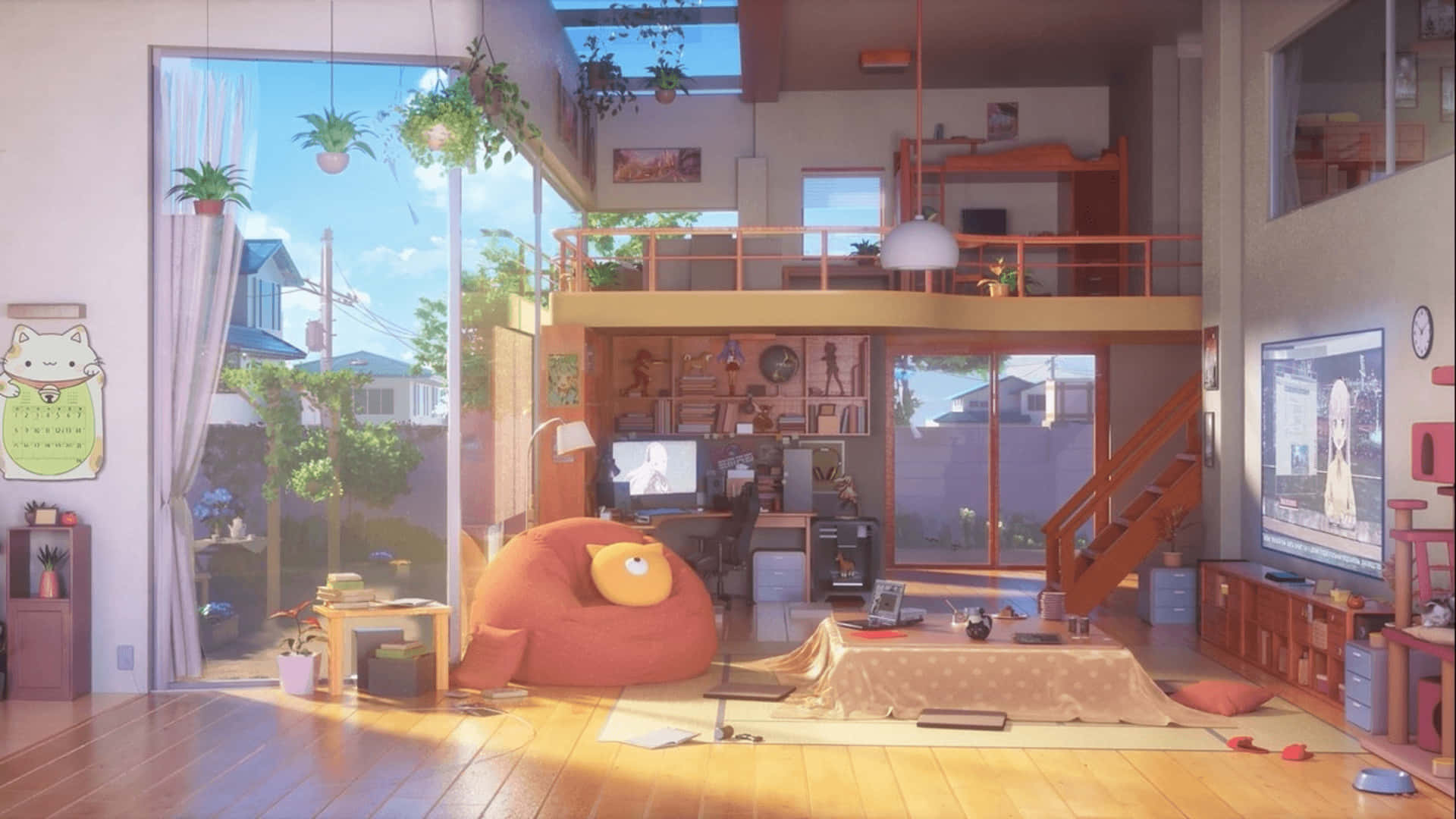 Enjoy Relaxing Anime Anywhere with this Cozy Anime Wallpaper Wallpaper