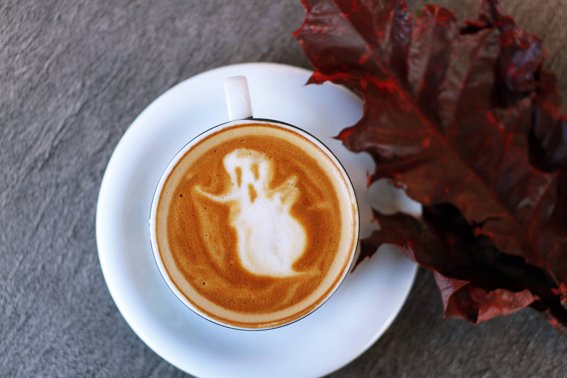 Cozy Autumn Coffee Ghost Wallpaper