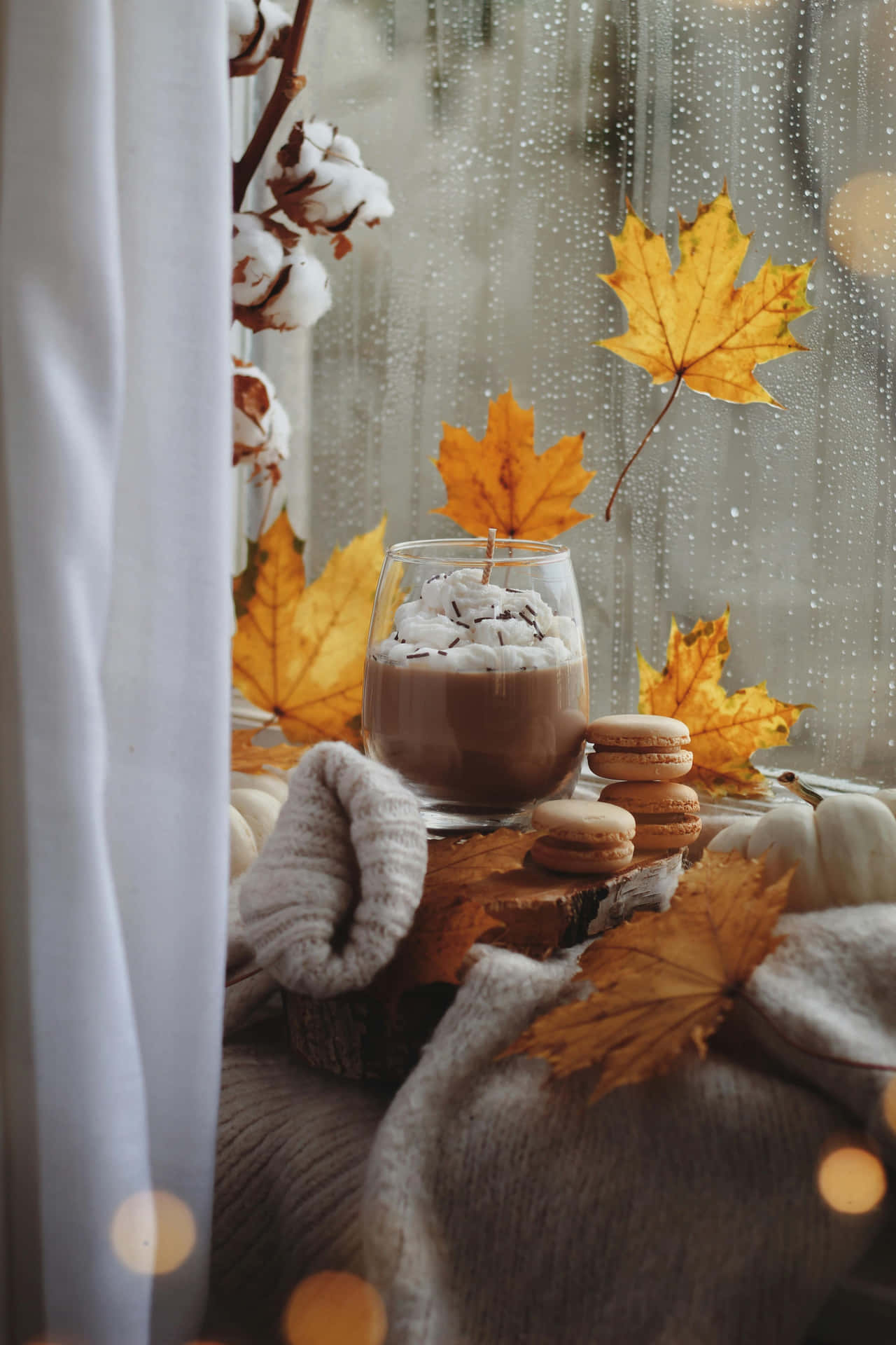 Cozy Autumn Comfort Drinkand Snacks Wallpaper