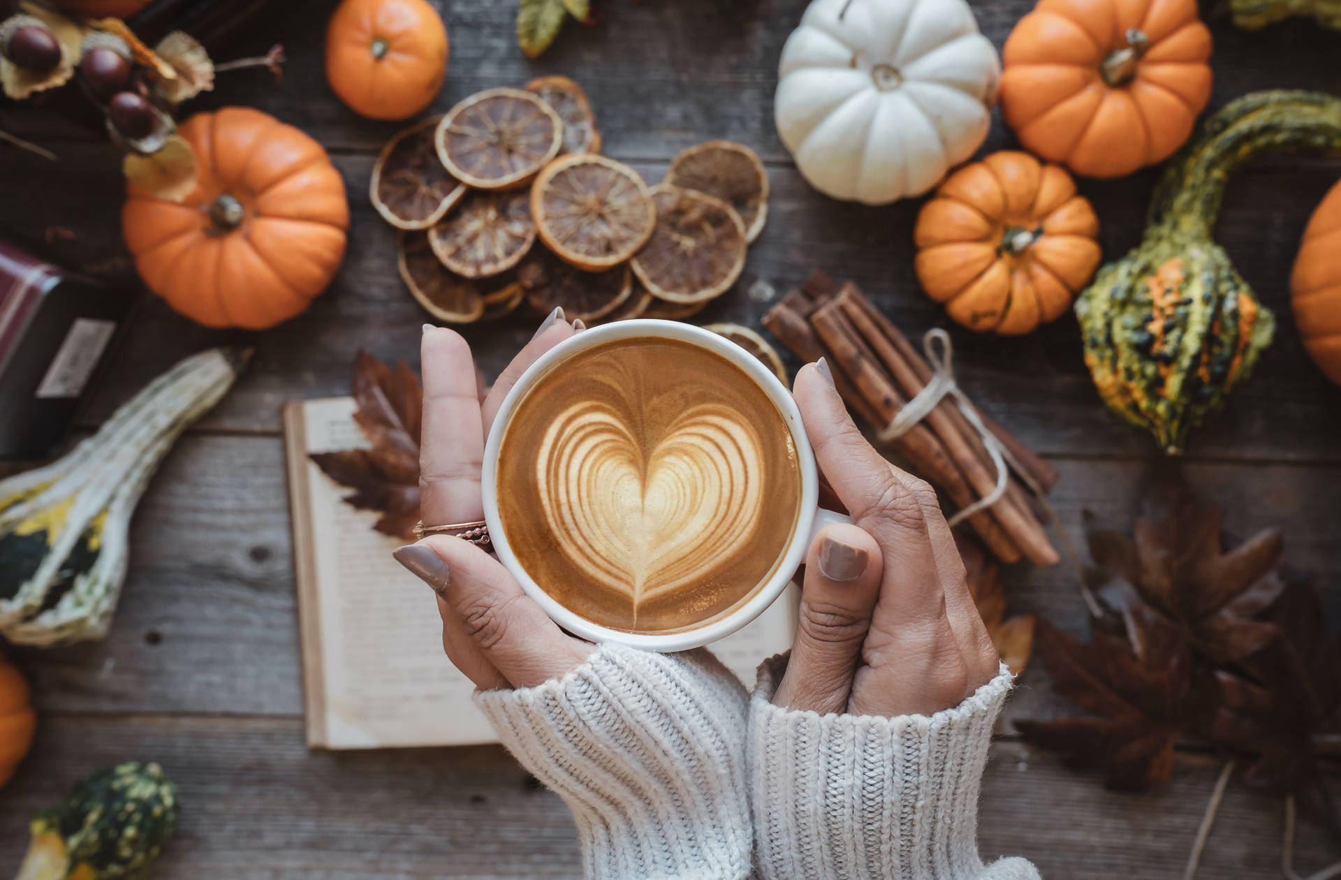 Cozy Autumn Hands Coffee  Wallpaper