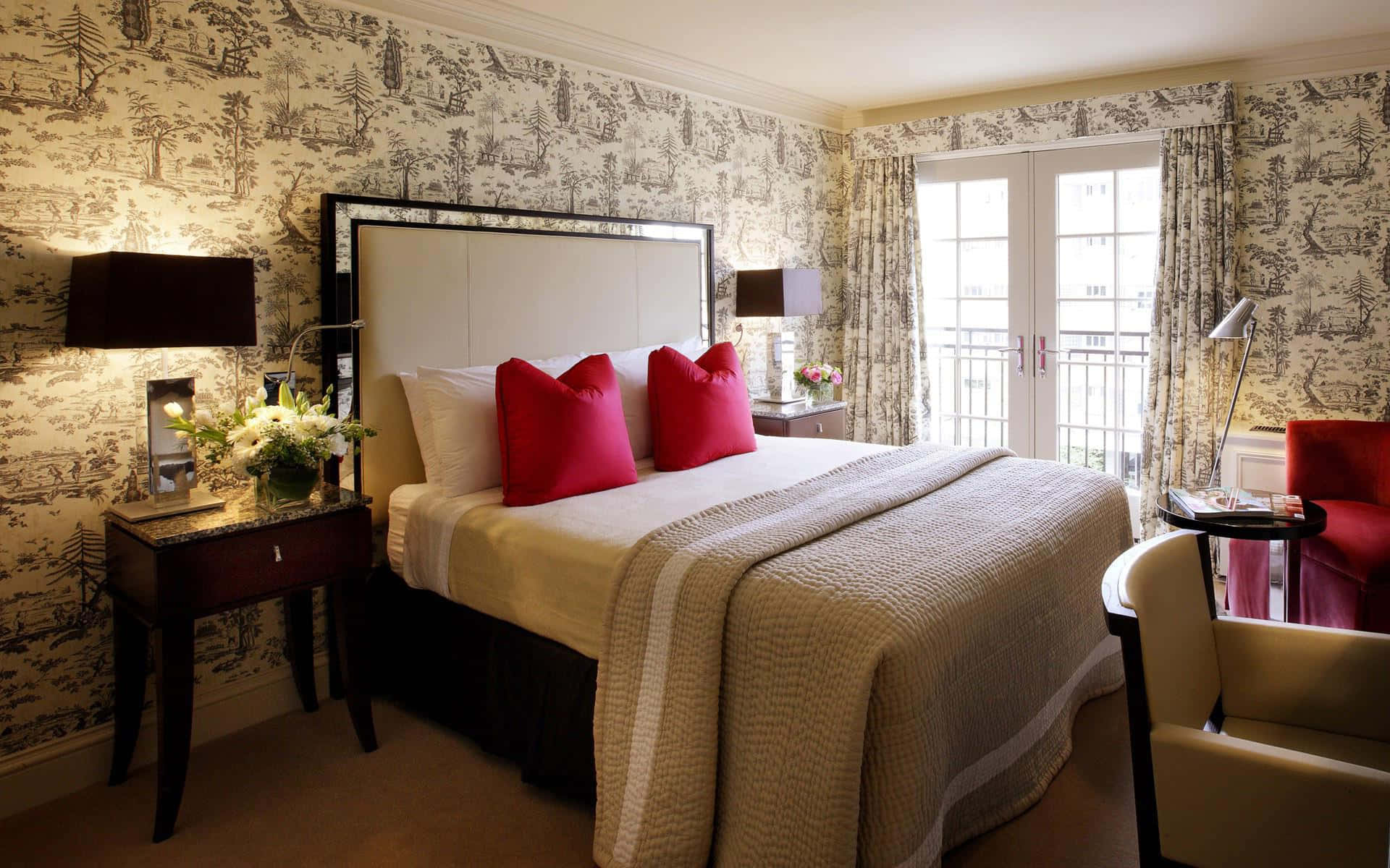Cozy Bedroom Normandy Hotel Room Wallpaper