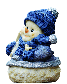 Download Cozy Blue Snowman Figurine | Wallpapers.com