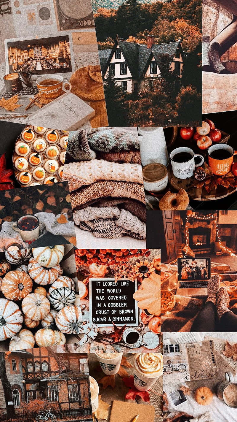 Cozy Brown Aesthetic Collage Wallpaper