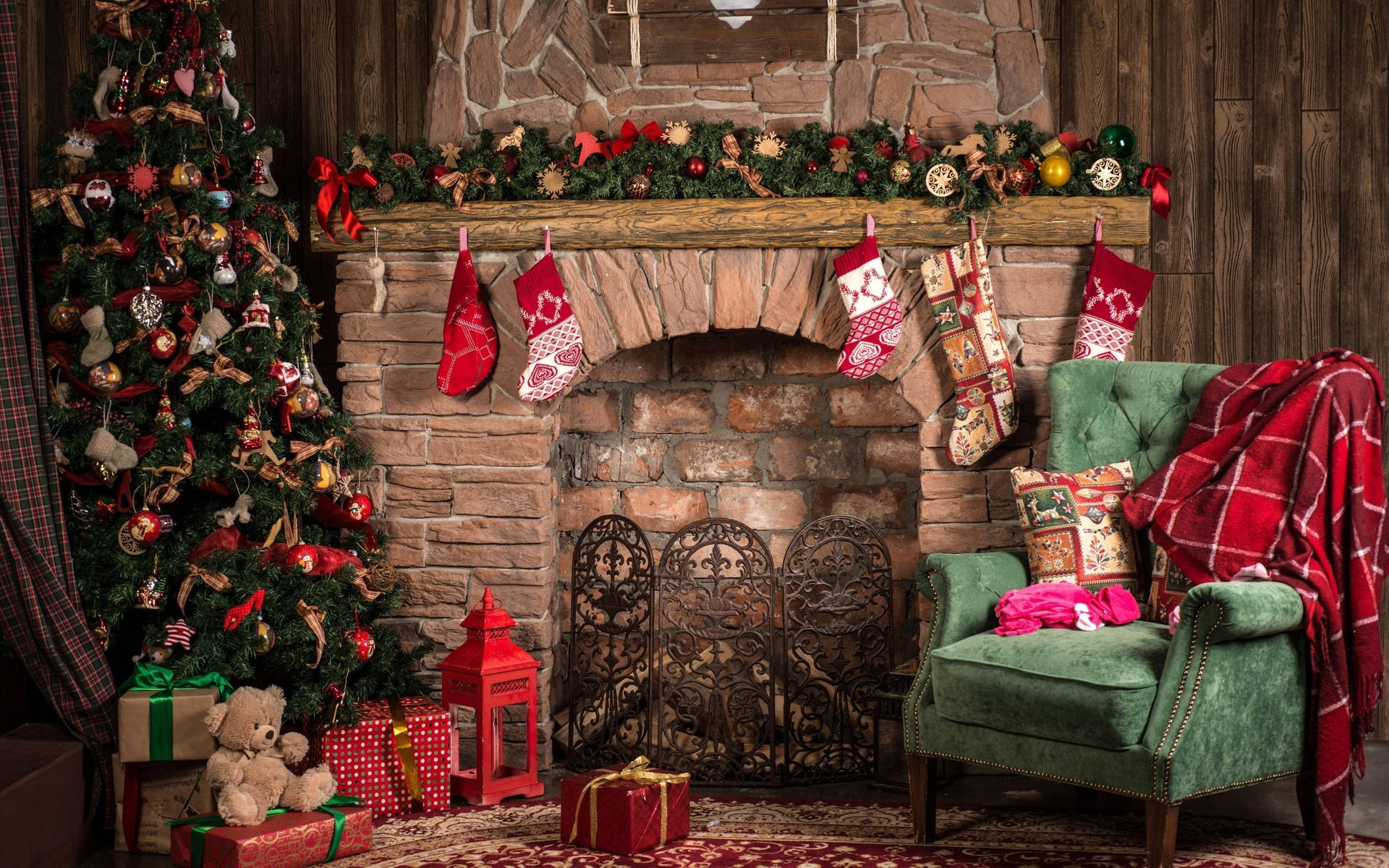Cozy Christmas Aesthetic Fireplace Wallpaper