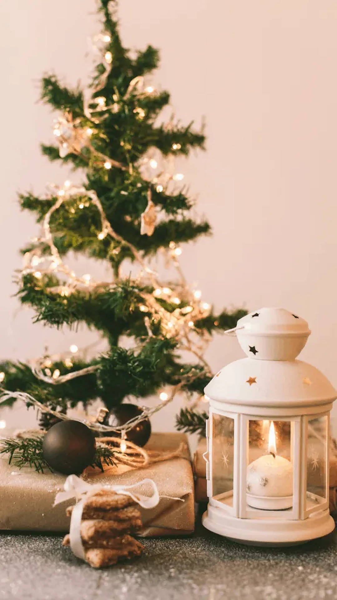 Cozy Christmas Aesthetic Lantern Wallpaper