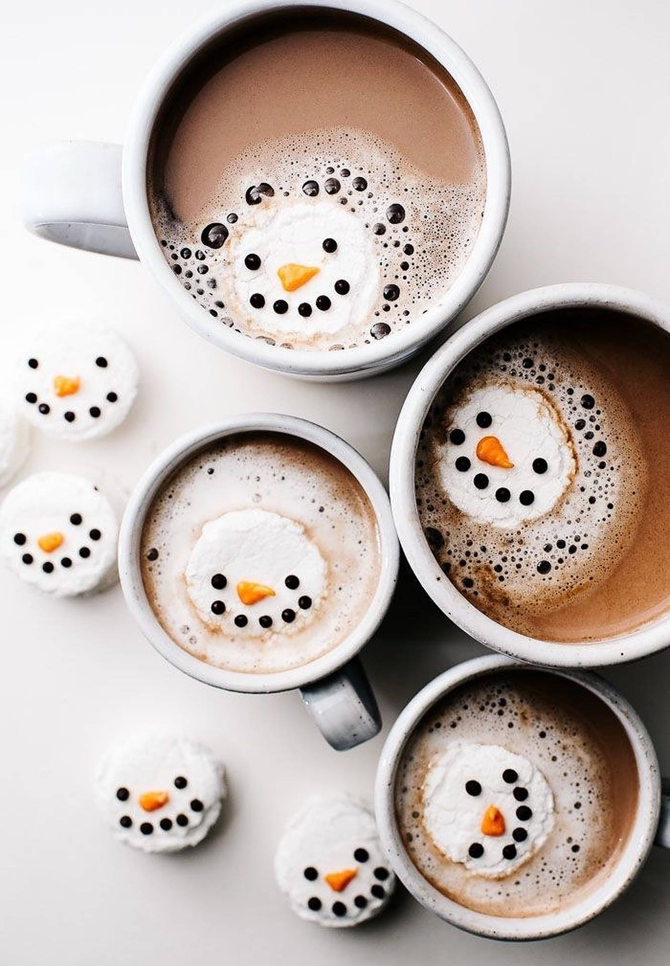 Cozy Christmas Aesthetic Snowman Drink Wallpaper