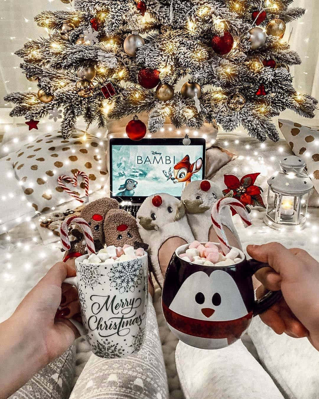 Cozy Christmas Aestheticwith Hot Cocoa Wallpaper