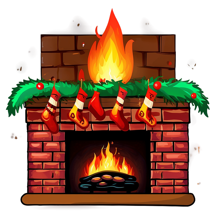 Cozy Christmas Eve Fireplace Png 06252024 PNG
