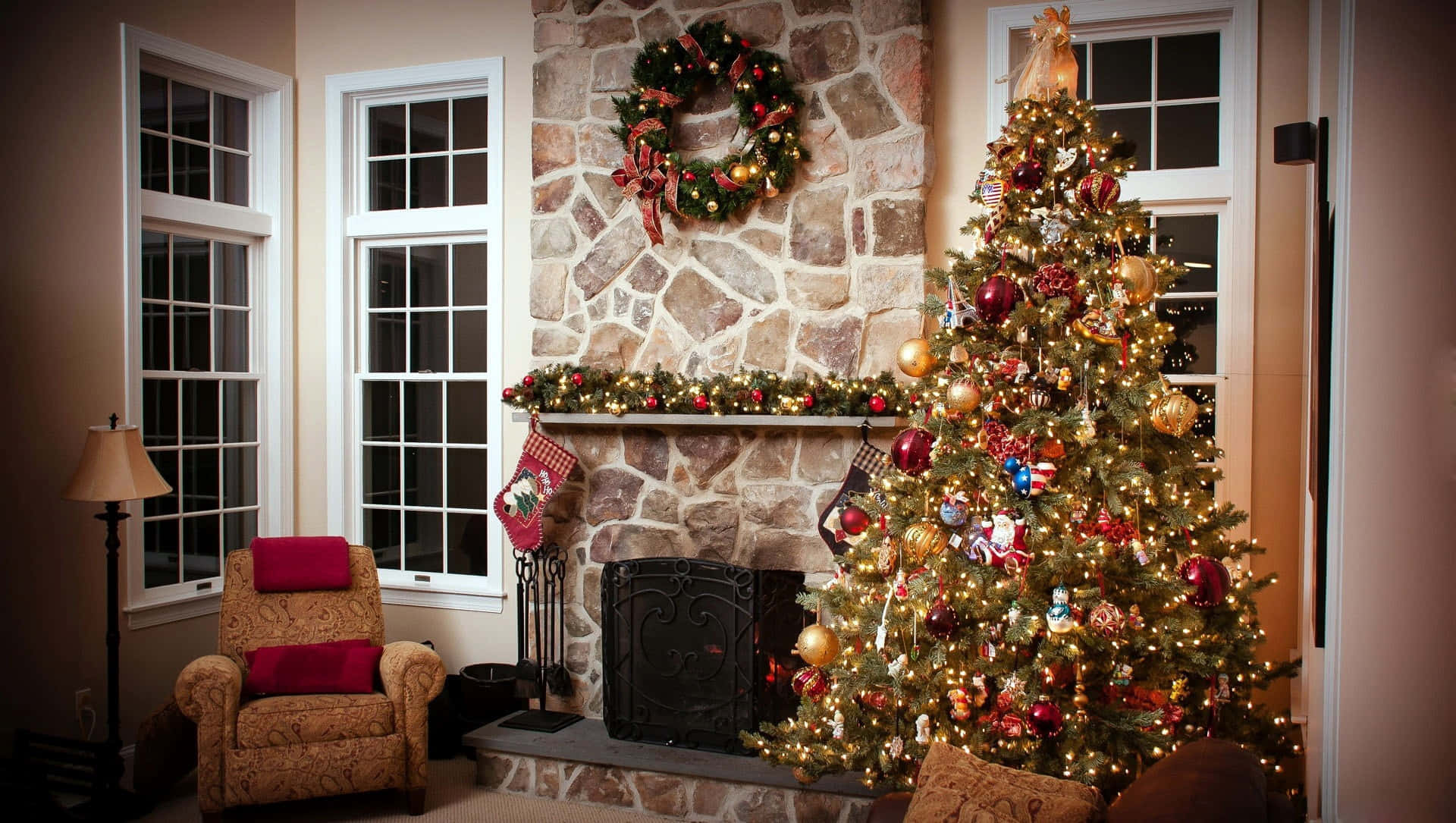 Cozy Christmas Fireplace Scene.jpg Wallpaper