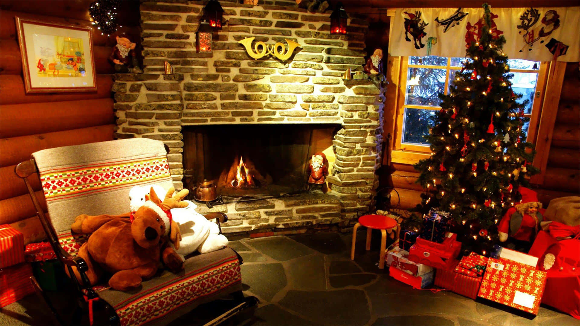 Cozy Christmas Fireplace Scene.jpg Wallpaper