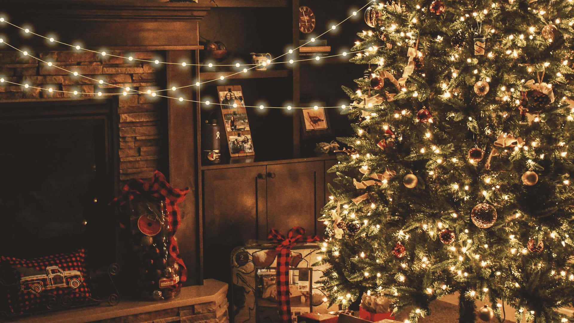 Cozy Christmas Lights Setup Wallpaper
