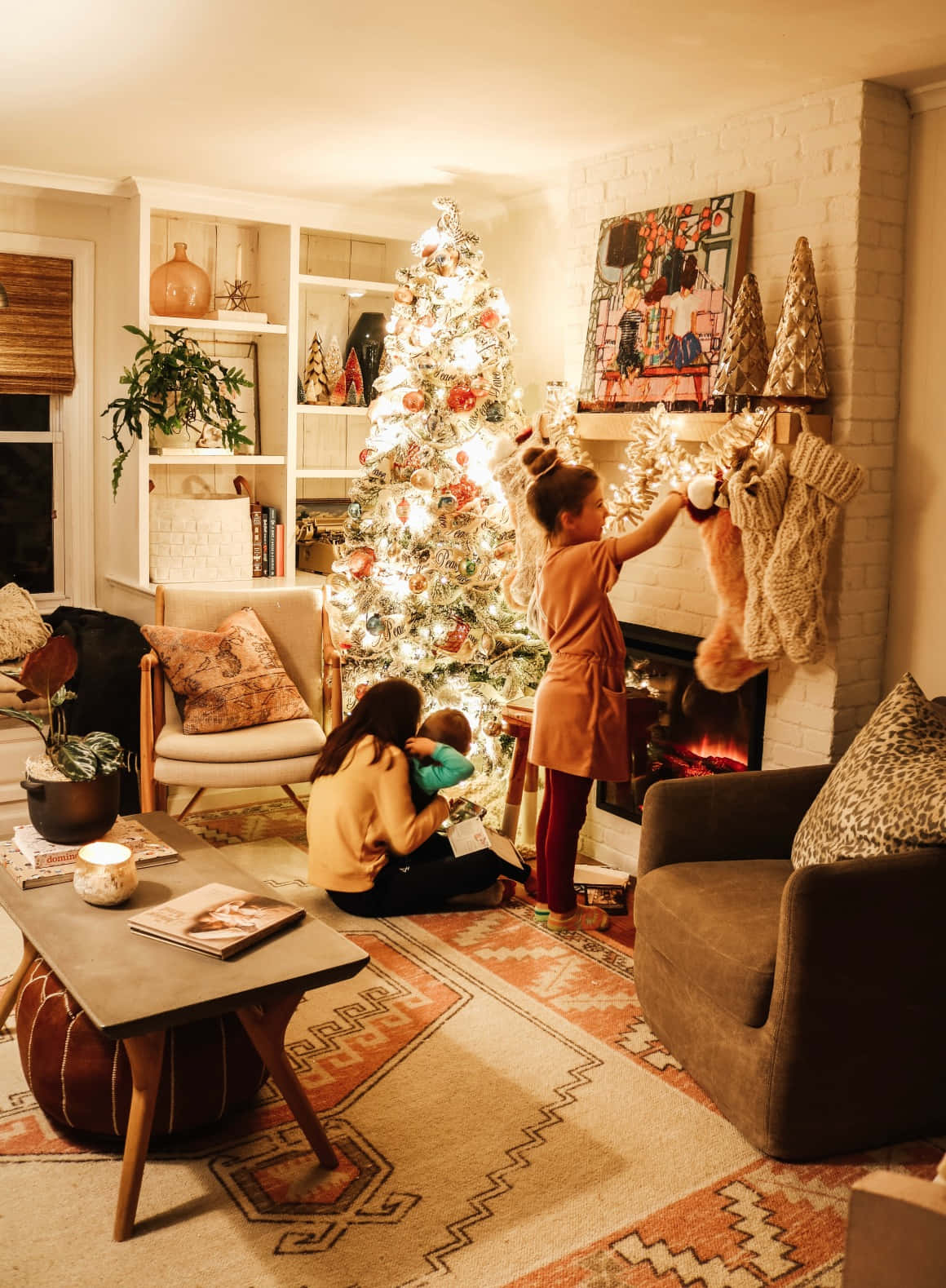 Cozy Christmas Tree Decorating Family Moment.jpg Wallpaper