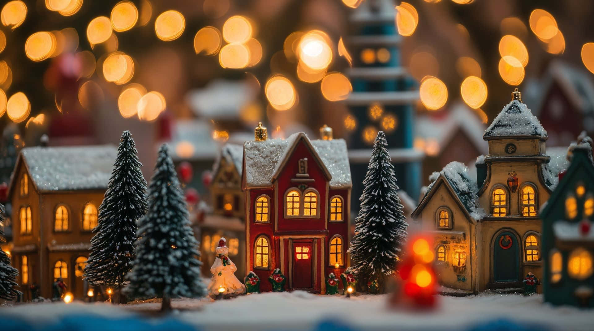 Cozy Christmas Village Scene Wallpaper