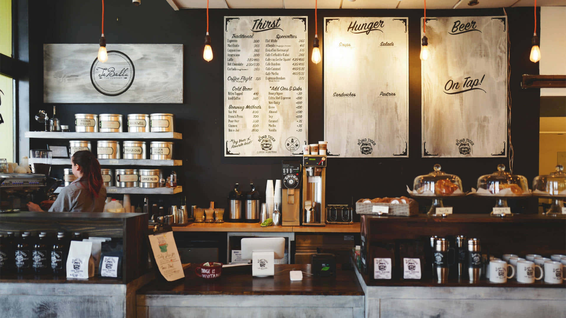 Cozy Coffee Shop Interior Design Wallpaper