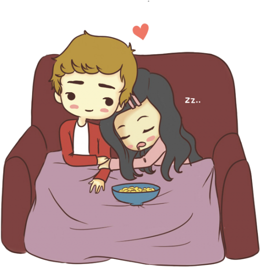 Cozy Couple Couch Cuddle.png PNG