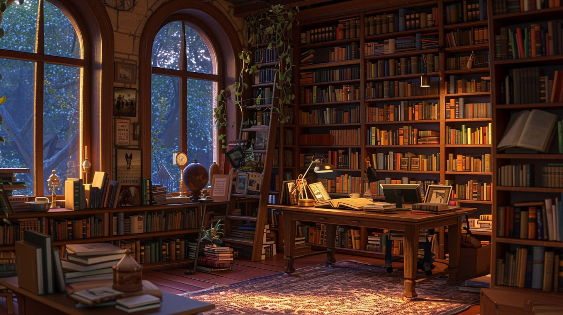 Download Cozy Evening Book Nook Wallpaper | Wallpapers.com