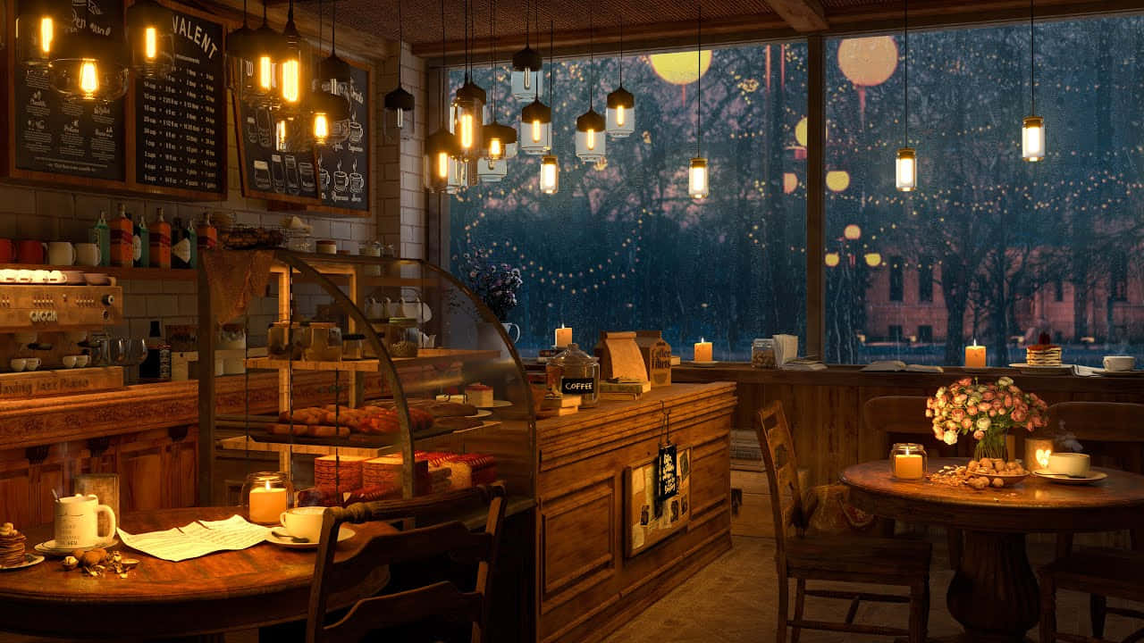Cozy Evening Coffee Shop.jpg Wallpaper
