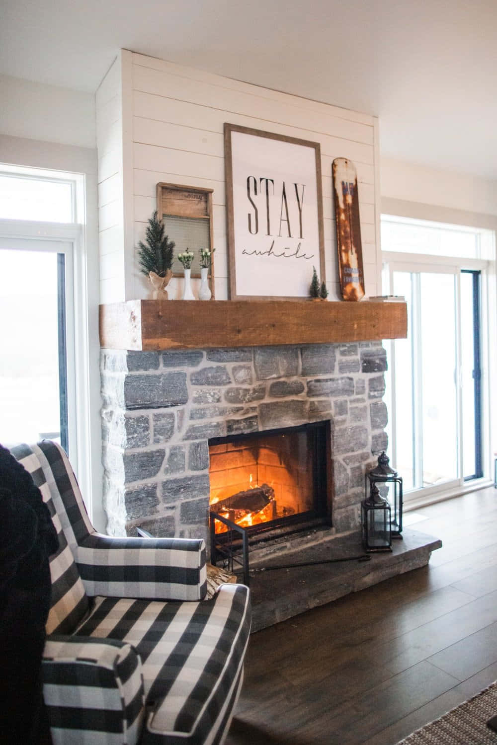Cozy Fire in a Warm Living Room Wallpaper