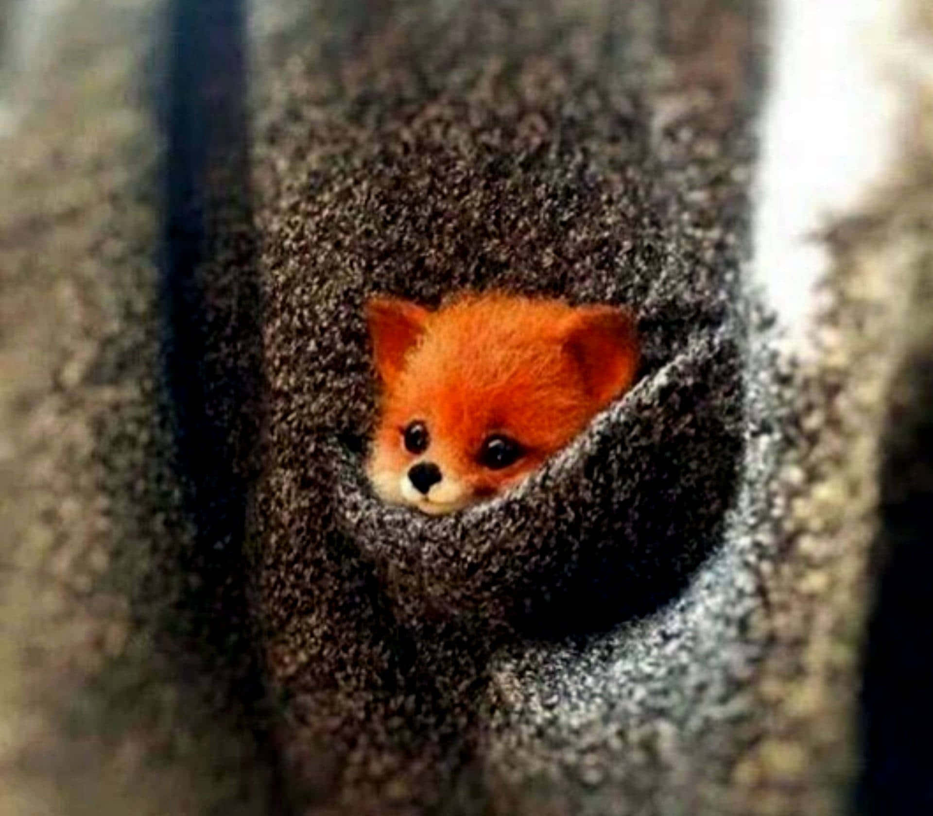 Cozy Fox Peeking Outof Pocket.jpg Wallpaper
