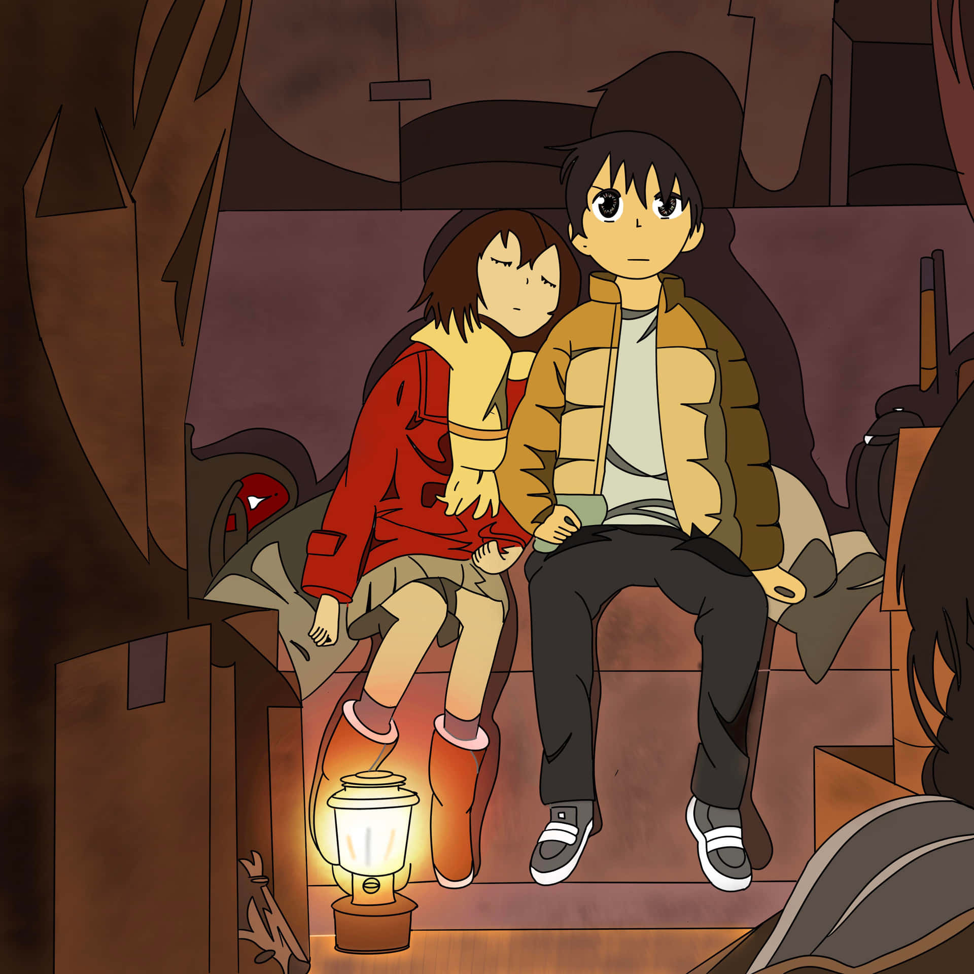 Cozy Hideout Anime Scene Wallpaper