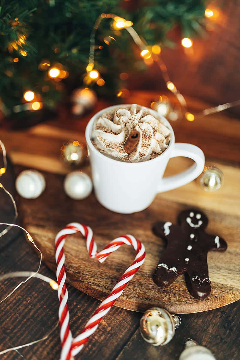 Cozy Holiday Gingerbreadand Hot Cocoa Wallpaper