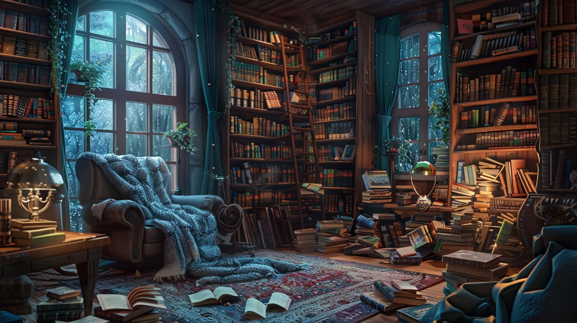 Download Cozy Home Library Nook Wallpaper | Wallpapers.com