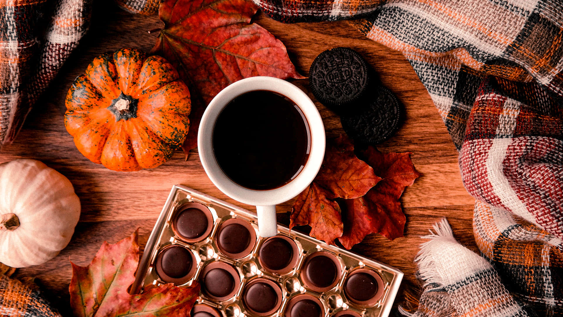 Cozy Hot Chocolate Autumn Harvest Aesthetic Wallpaper