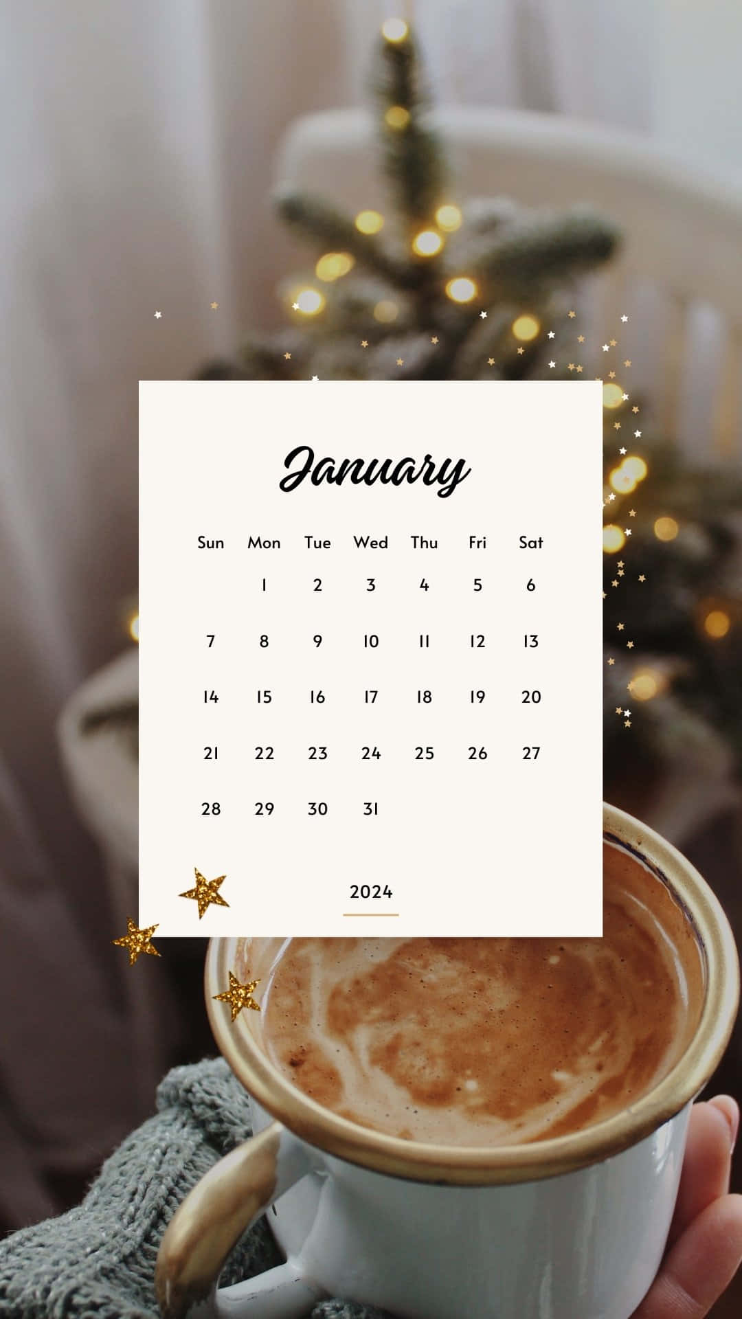 Cozy January2024 Calendarwith Coffee Wallpaper