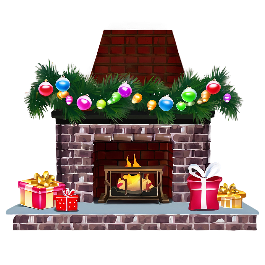 Cozy Merry Christmas Fireplace Png 05032024 PNG