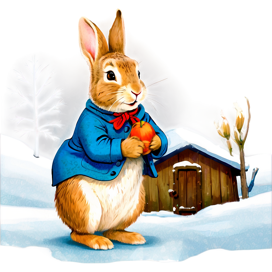 Cozy Peter Rabbit Winter Scene Png 06262024 PNG