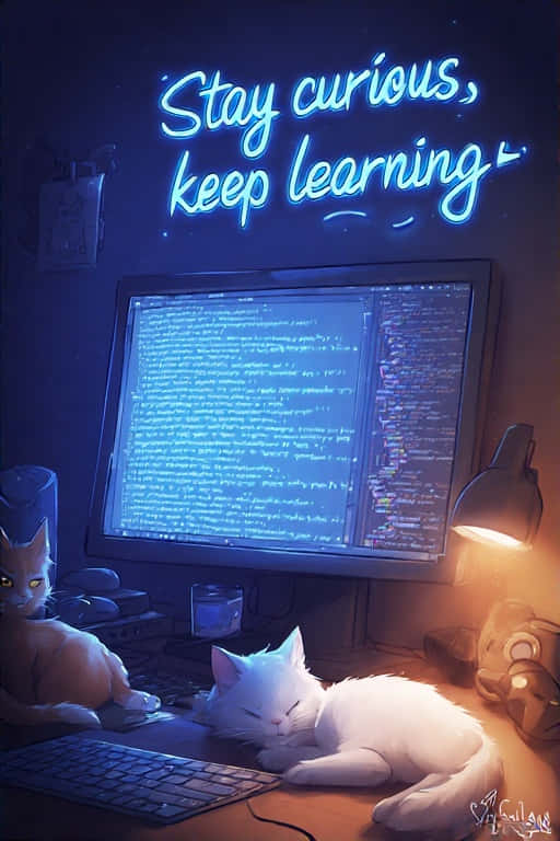 Cozy Programmer Workspace With Cats – Inspirational 8k Wallpaper