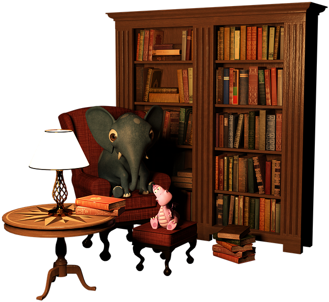 Cozy Reading Corner_ Elephant And Doll PNG