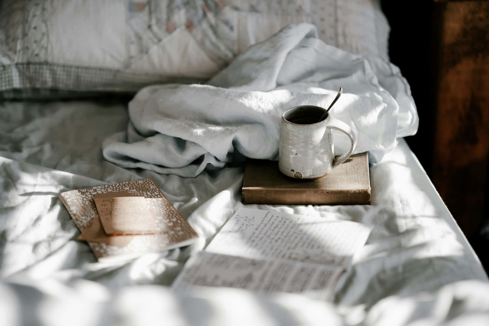 Cozy Reading Momentwith Coffee Wallpaper